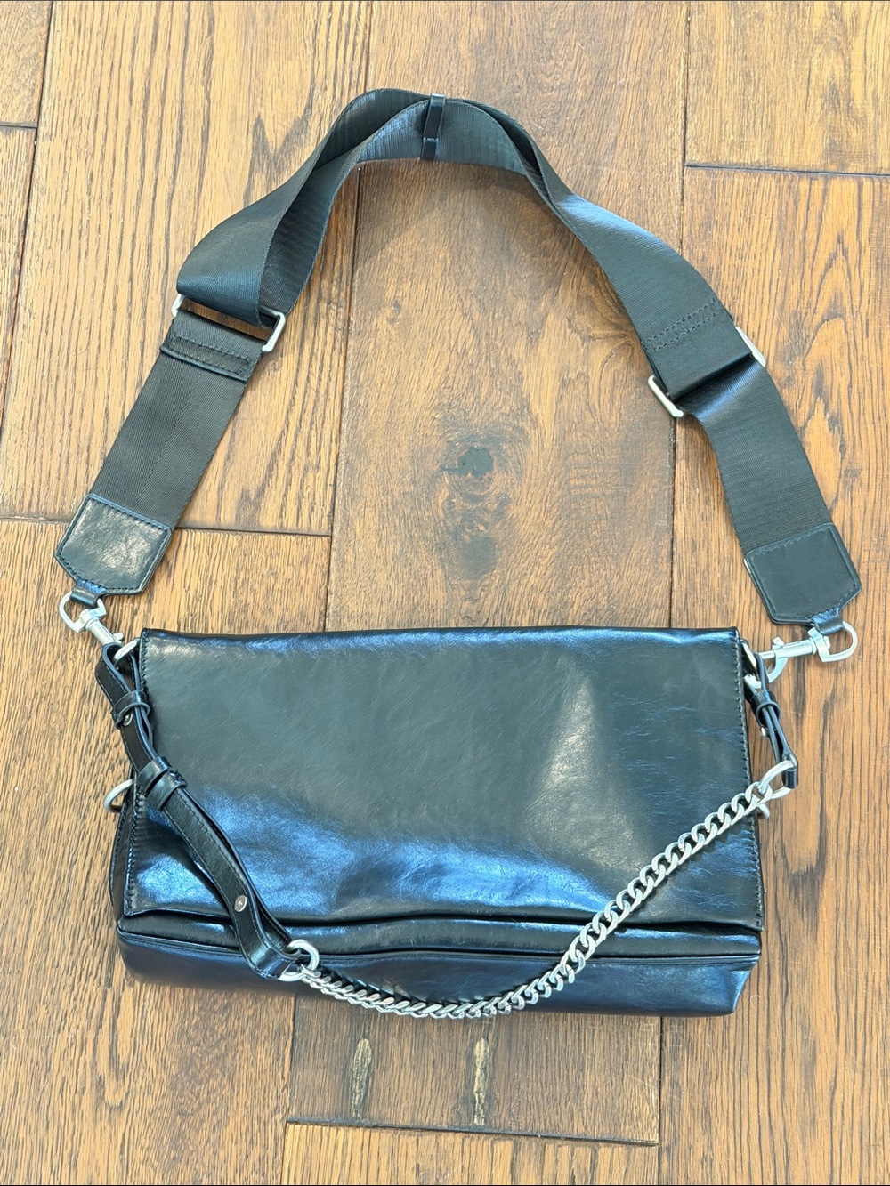 Zara Black Shoulder Bag with Chain Detail